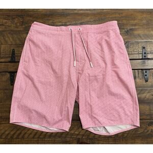 Johnnie-O Men's Folly Half Elastic Surf Short Pink Geometric Print Size XXL